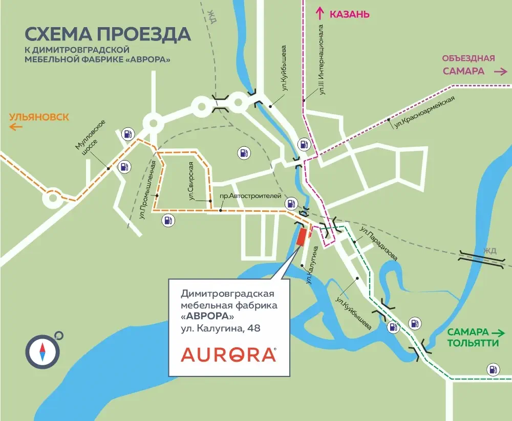 карта проезда мебельная фабрика Аврора