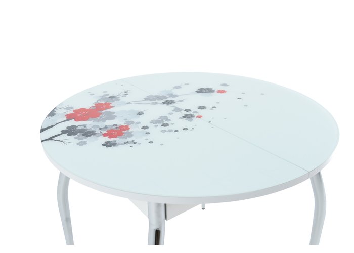 стол «Ривьера Круг» (Фотопечать Цветы №52, Белый), фото #DSC_8370