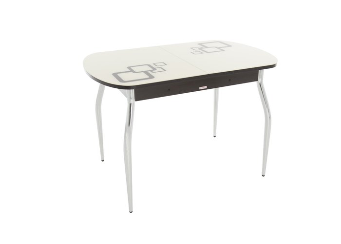 стол «Ривьера» (Рисунок Квадро Молочное, Коричневый, опоры хром), фото #DSC_3576