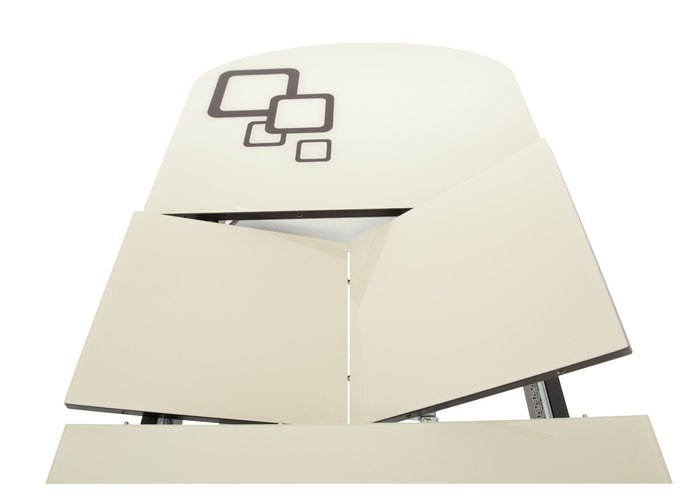 стол «Ривьера» (Рисунок Квадро Молочное, Коричневый, опоры хром), фото #DSC_3596