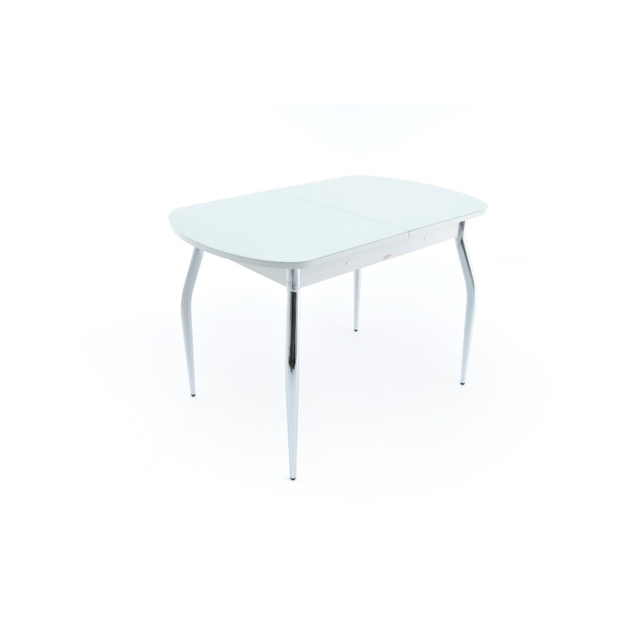 Обеденный стол «Ривьера» (Стекло Белое, опоры хром), фото #Ривьера_белый_ (1)