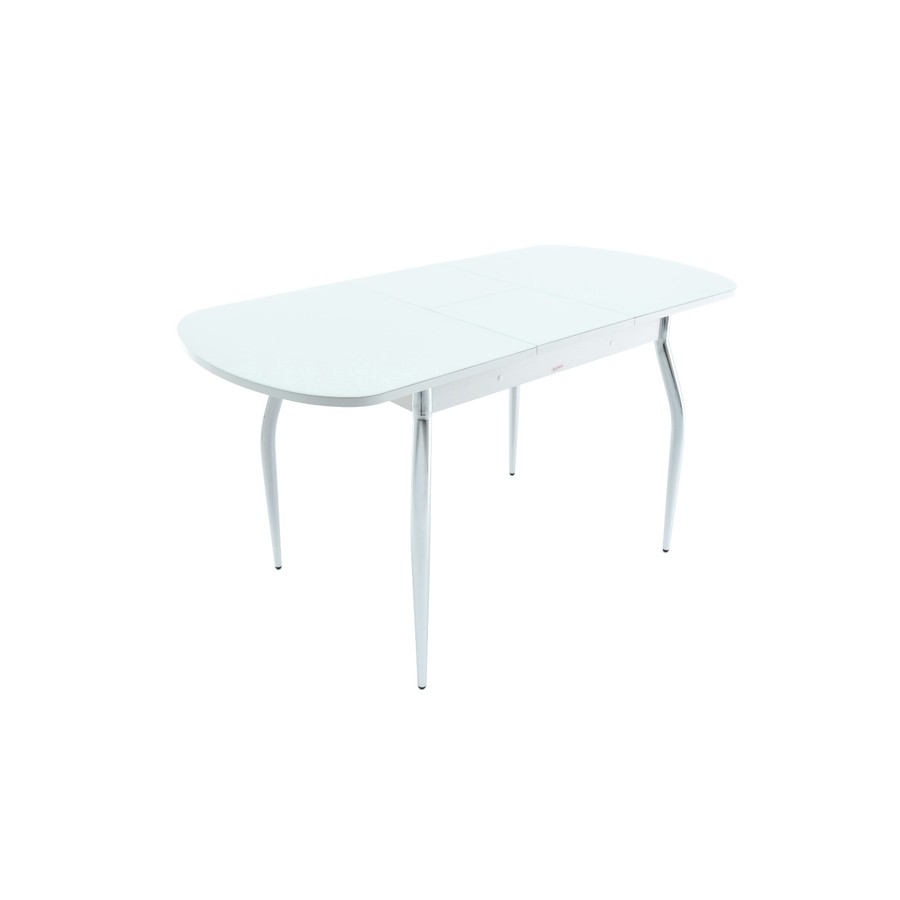 Обеденный стол «Ривьера» (Стекло Белое, опоры хром), фото #Ривьера_белый_ (2)