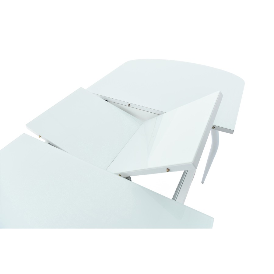 Обеденный стол «Ривьера» (Стекло Белое, опоры хром), фото #Ривьера_белый_ (3)