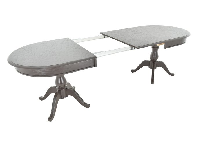 Обеденный стол «Фабрицио-2 Овал» без проножки (2 вставки, 90х160, дерево Тон 7 - Орех тёмный), фото #DSC_5257