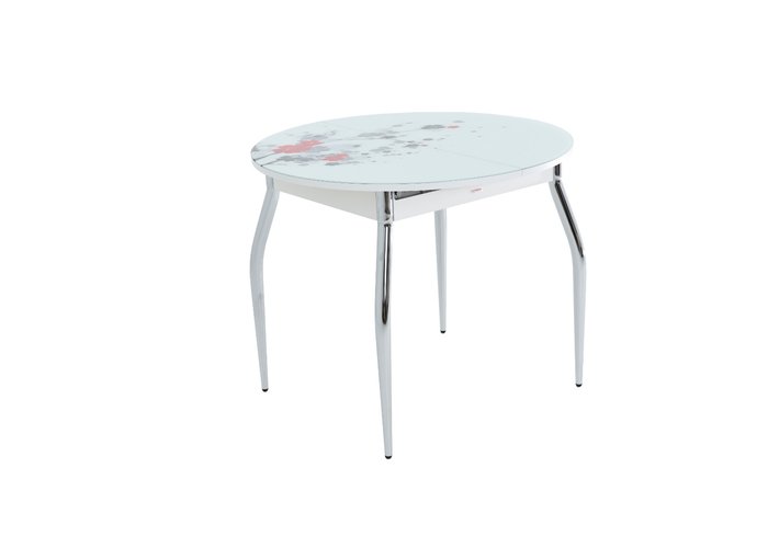 стол «Ривьера Круг» (Фотопечать Цветы №52, Белый), фото #DSC_8369