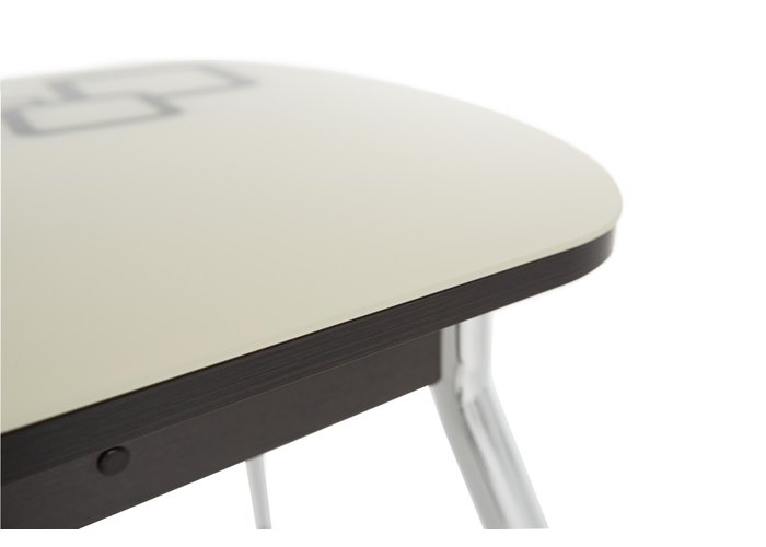 стол «Ривьера» (Рисунок Квадро Молочное, Коричневый, опоры хром), фото #DSC_3580